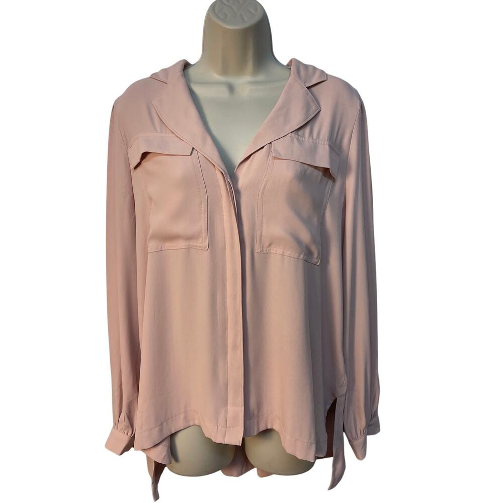 White‎ House Black Market Peach Pink Lightweight Button Down NWT M